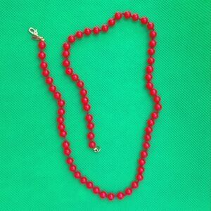 Monet Red Acrylic Beaded Necklace;‎ Red round beads